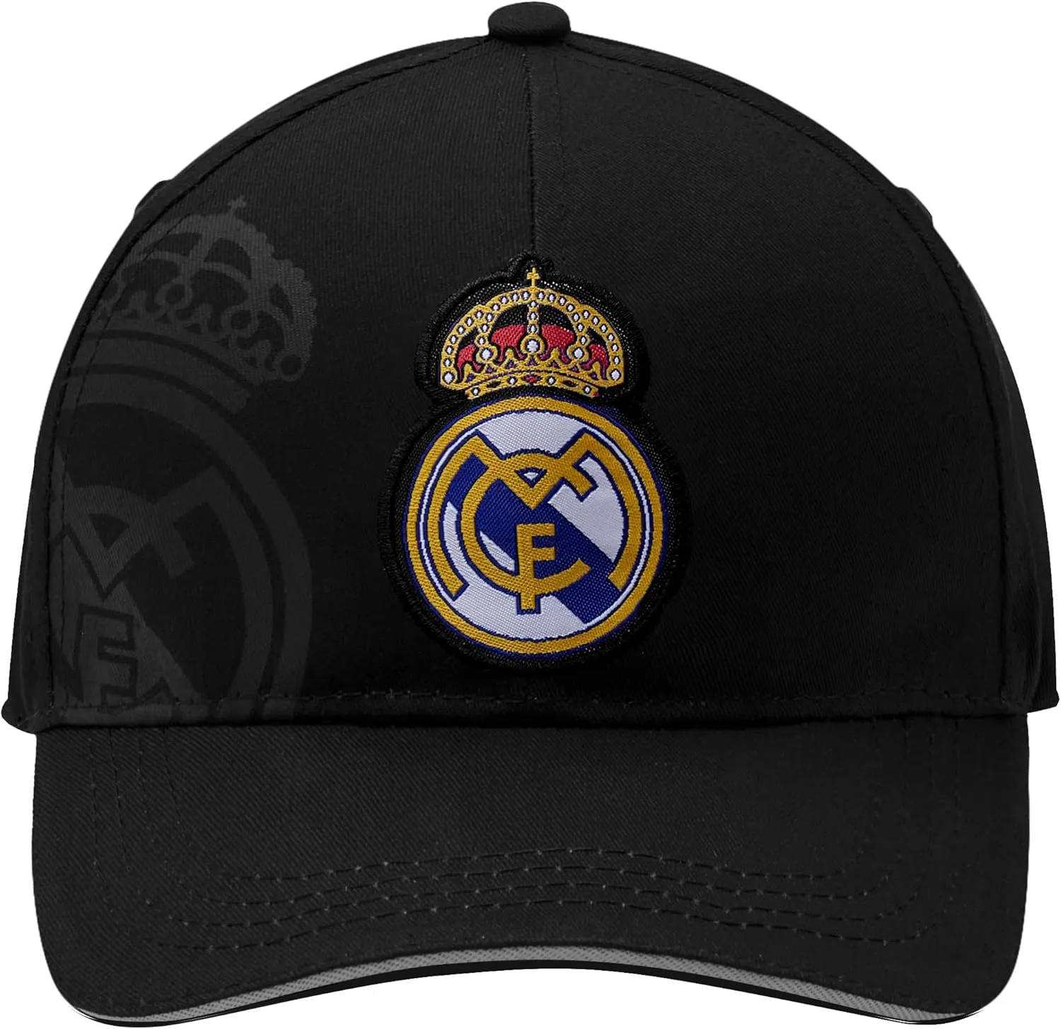 Icon Sports Officially Licensed Real Madrid Adjustable Dad Cap – White & Black Cotton Hat with Buckle for Men & Women