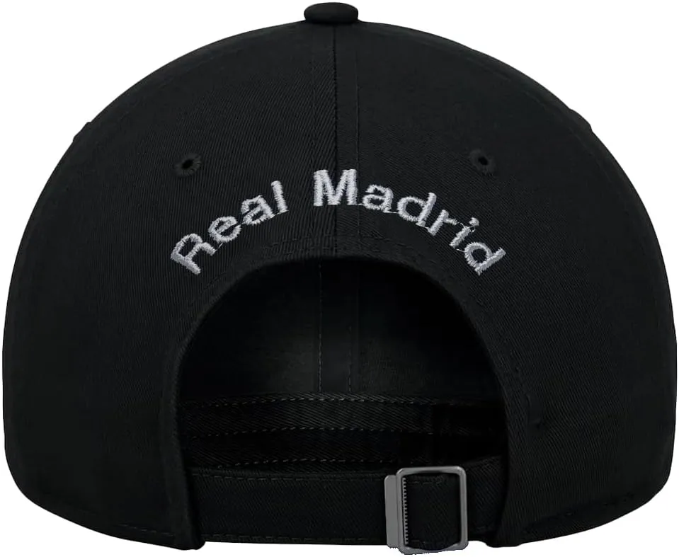 Icon Sports Officially Licensed Real Madrid Adjustable Dad Cap – White & Black Cotton Hat with Buckle for Men & Women