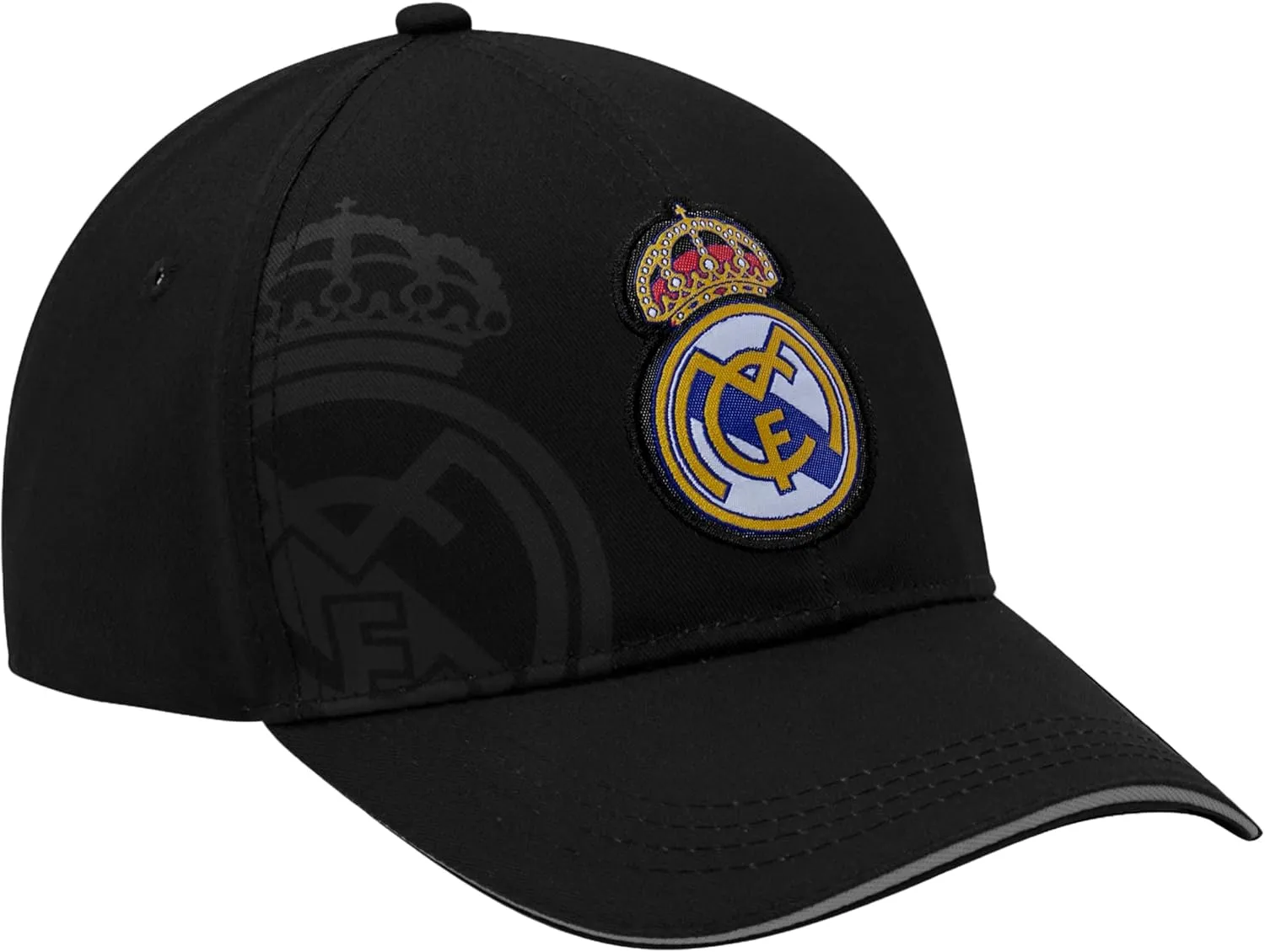 Icon Sports Officially Licensed Real Madrid Adjustable Dad Cap – White & Black Cotton Hat with Buckle for Men & Women