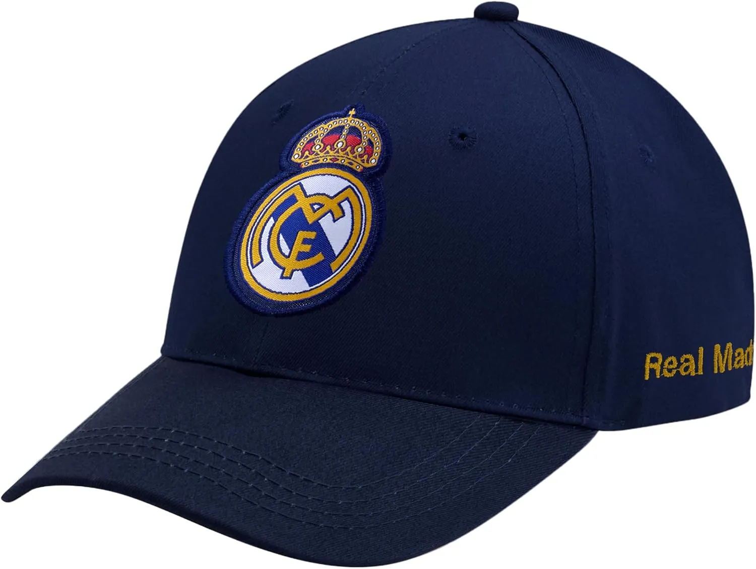 Icon Sports Officially Licensed Real Madrid Adjustable Dad Cap – White & Black Cotton Hat with Buckle for Men & Women