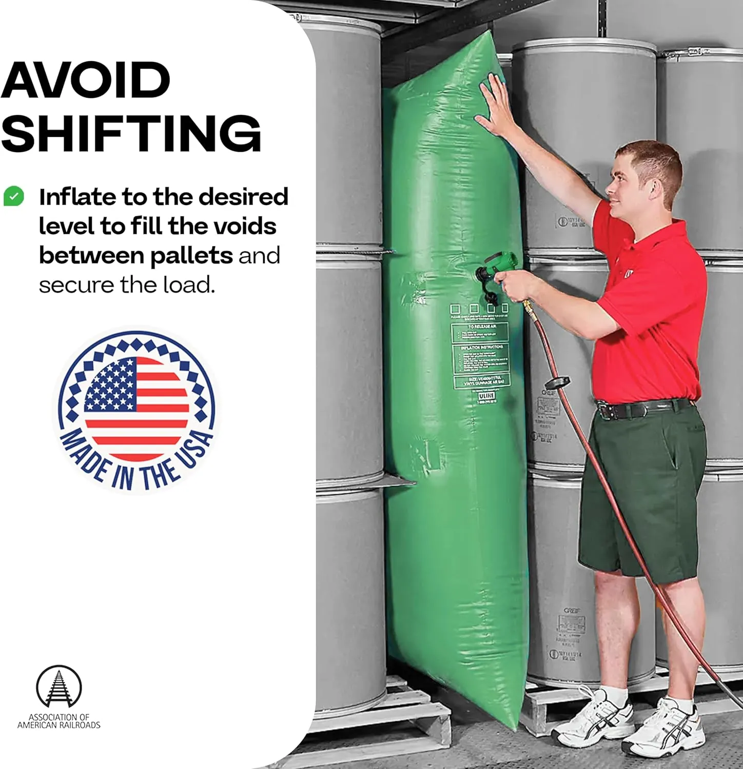 IDL Packaging 48" x 84" Dunnage Airbags, Woven Polypropylene, Level 1 (Pack of 1) - Fill The Void in Trucks and Intermodal Shipments, Reusable - Load Securement Airbags for Container Stuffing