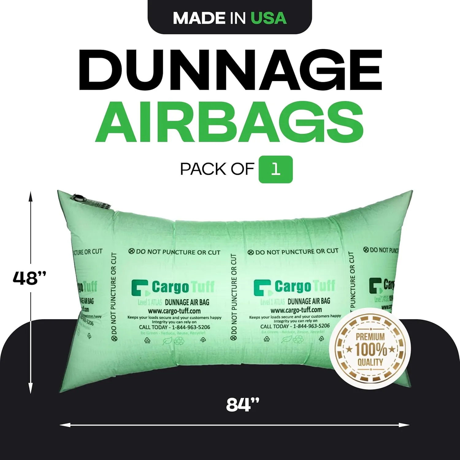 IDL Packaging 48" x 84" Dunnage Airbags, Woven Polypropylene, Level 1 (Pack of 1) - Fill The Void in Trucks and Intermodal Shipments, Reusable - Load Securement Airbags for Container Stuffing