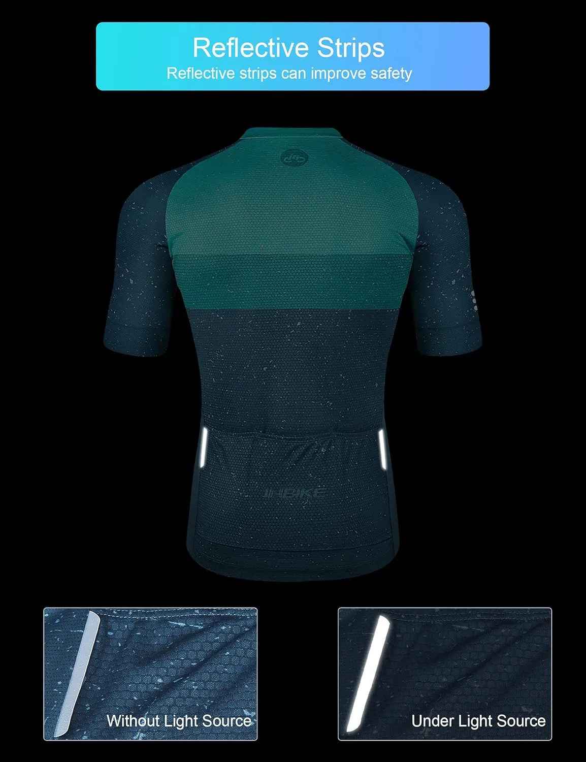 INBIKE Mens Cycling Jersey 3 Rear Pockets Moisture Wicking Short Sleeve Quick Dry Reflective Biking Shirts
