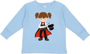 inktastic Magician Girl, Brown Hair, Magic Wand, Hat Toddler Long Sleeve T-Shirt