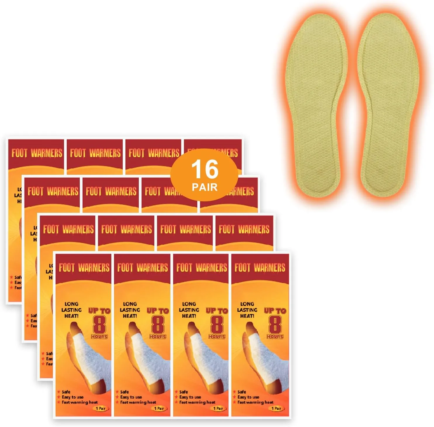 Insole Foot Warmers Disposable, Foot Warmers for Feet, Heated Insoles Warmers, Air Activated Warmers, Up to 10 Hours of Heat, Foot Warmer for Skiing, Fishing, Hiking, Camping, Hunting, 10/16/40 Pairs