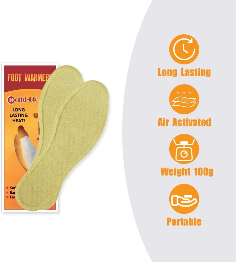 Insole Foot Warmers Disposable, Foot Warmers for Feet, Heated Insoles Warmers, Air Activated Warmers, Up to 10 Hours of Heat, Foot Warmer for Skiing, Fishing, Hiking, Camping, Hunting, 10/16/40 Pairs