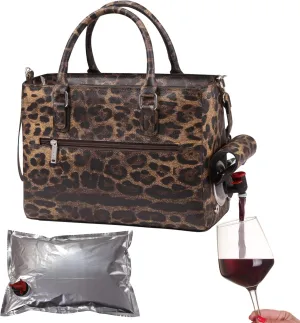 Insulated Drink Purse w/ 3L Bladder Bag | Thermal Hot and Cold Storage | Portable Drinking Dispenser for Wine, Cocktails, Beer, Alcohol | PU Leather Finish (Cougar)
