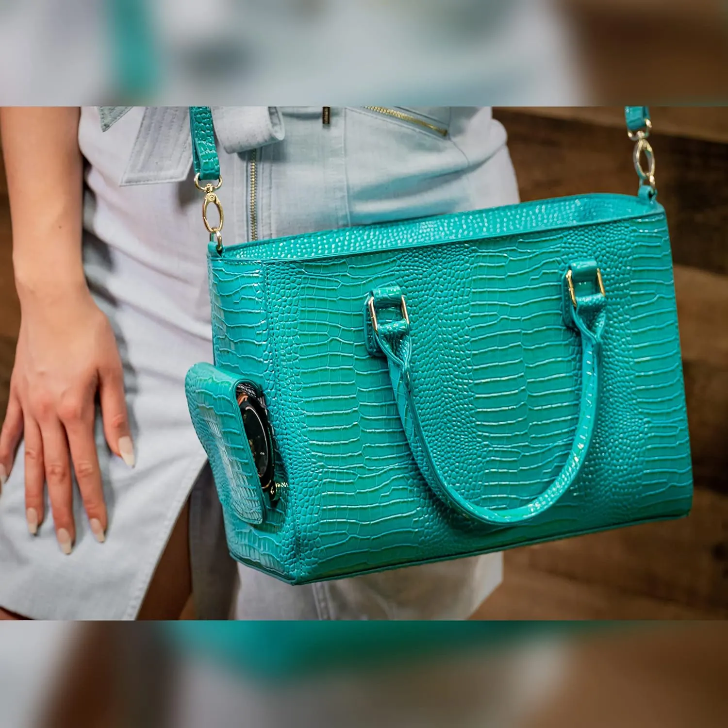 Insulated Drink Purse w/ 3L Bladder Bag | Thermal Hot and Cold Storage | Portable Drinking Dispenser for Wine, Cocktails, Beer, Alcohol | PU Leather Finish (Cougar)