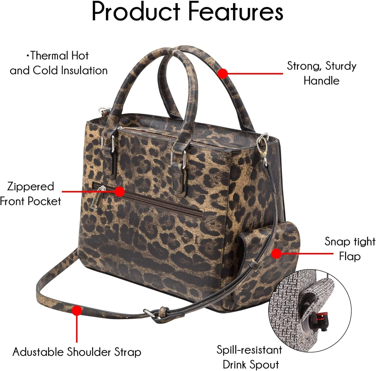 Insulated Drink Purse w/ 3L Bladder Bag | Thermal Hot and Cold Storage | Portable Drinking Dispenser for Wine, Cocktails, Beer, Alcohol | PU Leather Finish (Cougar)