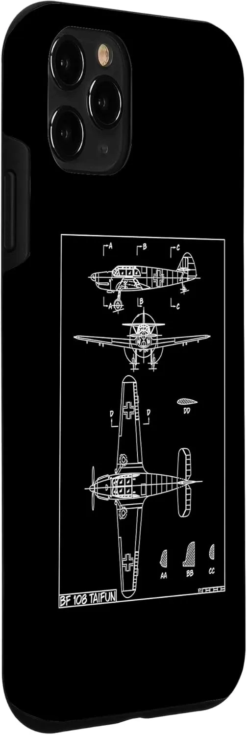 iPhone 11 Pro Messerschmitt Bf 108 Taifun WW2 German Plane Blueprint Case