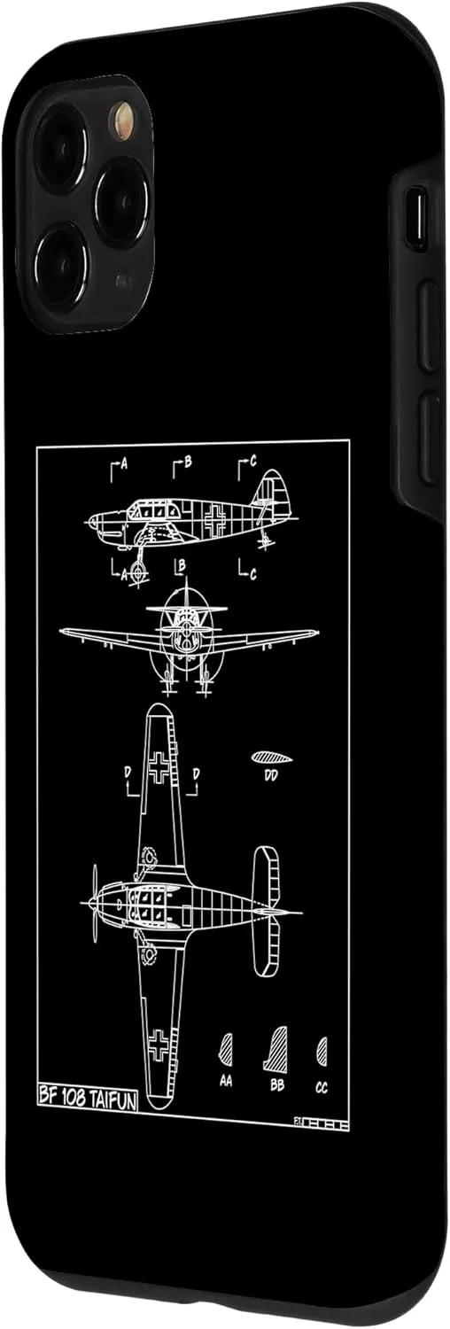iPhone 11 Pro Messerschmitt Bf 108 Taifun WW2 German Plane Blueprint Case