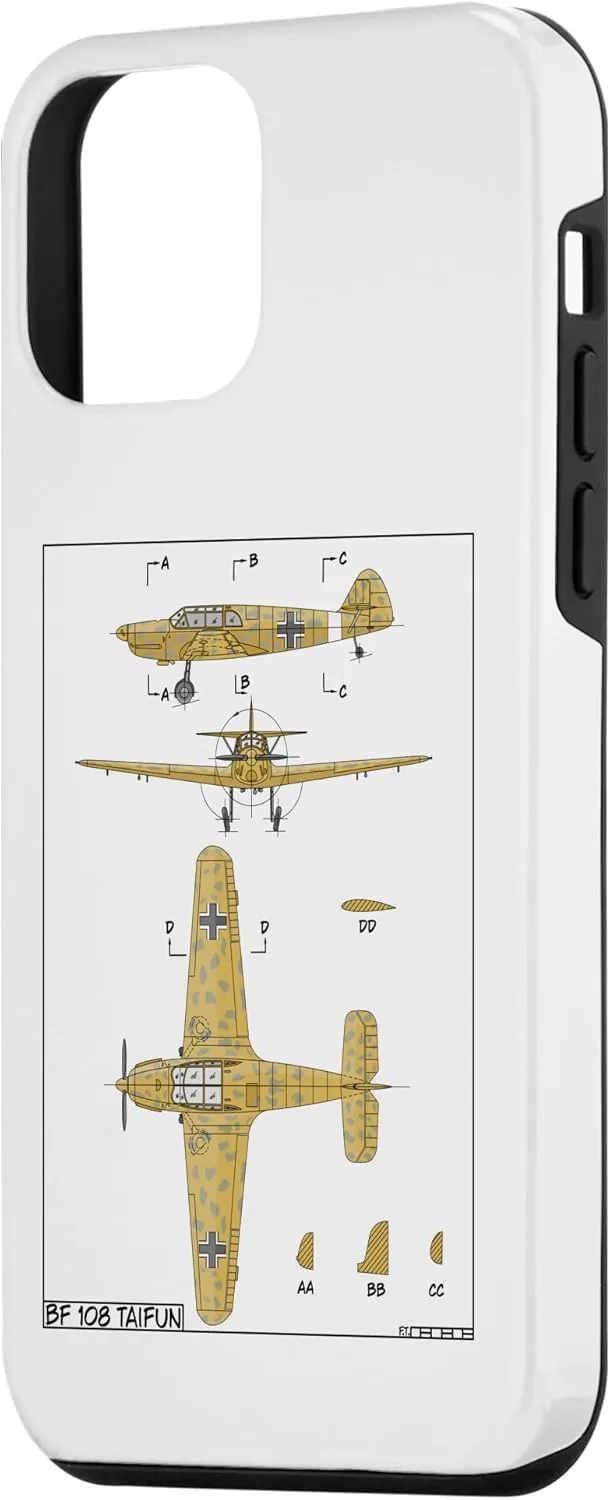 iPhone 12 mini Messerschmitt Bf 108 Taifun WW2 German Plane Diagram Case