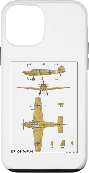 iPhone 12 mini Messerschmitt Bf 108 Taifun WW2 German Plane Diagram Case