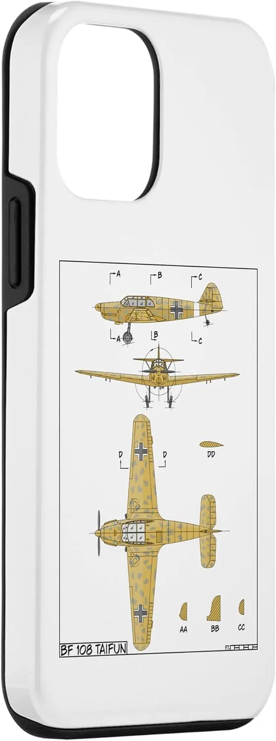 iPhone 12 mini Messerschmitt Bf 108 Taifun WW2 German Plane Diagram Case
