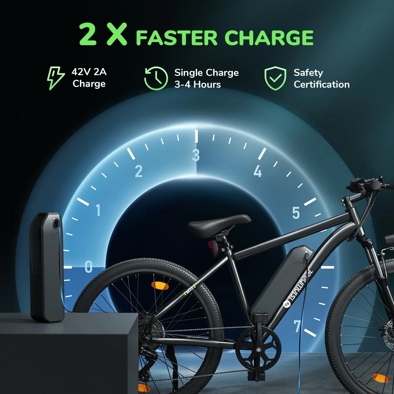 isinwheel M10 Electric Bike Adult 500W, 26" Commuting Electric Mountain Bike 20MPH Max Range 55  Miles, Removable Battery, Professional 35-Speed, Front Fork Suspension Lightweight Electric Bicycle