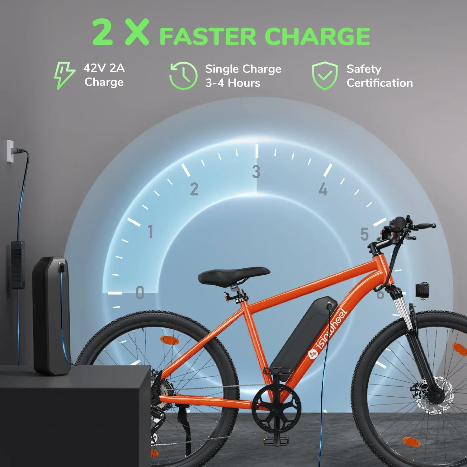 isinwheel M10 Electric Bike Adult 500W, 26" Commuting Electric Mountain Bike 20MPH Max Range 55  Miles, Removable Battery, Professional 35-Speed, Front Fork Suspension Lightweight Electric Bicycle