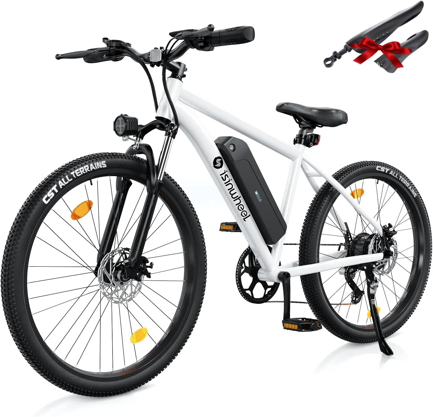isinwheel M10 Electric Bike Adult 500W, 26" Commuting Electric Mountain Bike 20MPH Max Range 55  Miles, Removable Battery, Professional 35-Speed, Front Fork Suspension Lightweight Electric Bicycle