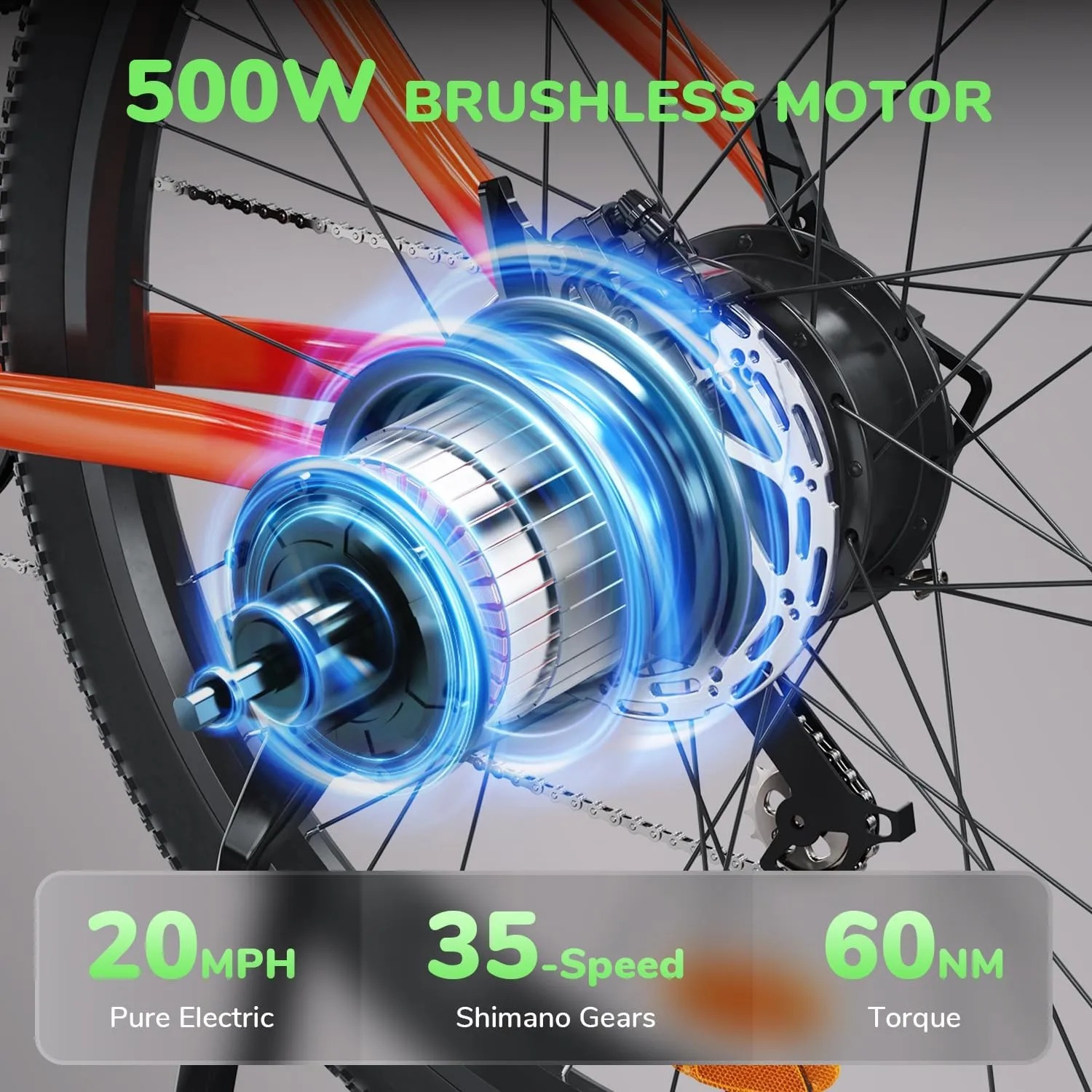 isinwheel M10 Electric Bike Adult 500W, 26" Commuting Electric Mountain Bike 20MPH Max Range 55  Miles, Removable Battery, Professional 35-Speed, Front Fork Suspension Lightweight Electric Bicycle