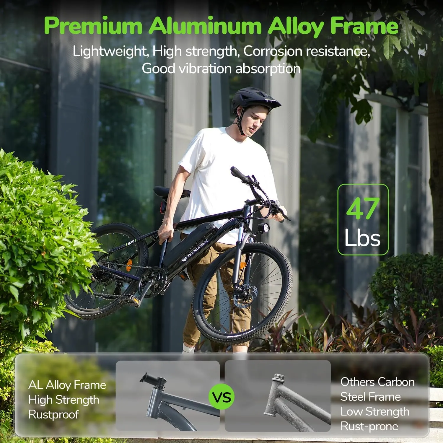 isinwheel M10 Electric Bike Adult 500W, 26" Commuting Electric Mountain Bike 20MPH Max Range 55  Miles, Removable Battery, Professional 35-Speed, Front Fork Suspension Lightweight Electric Bicycle