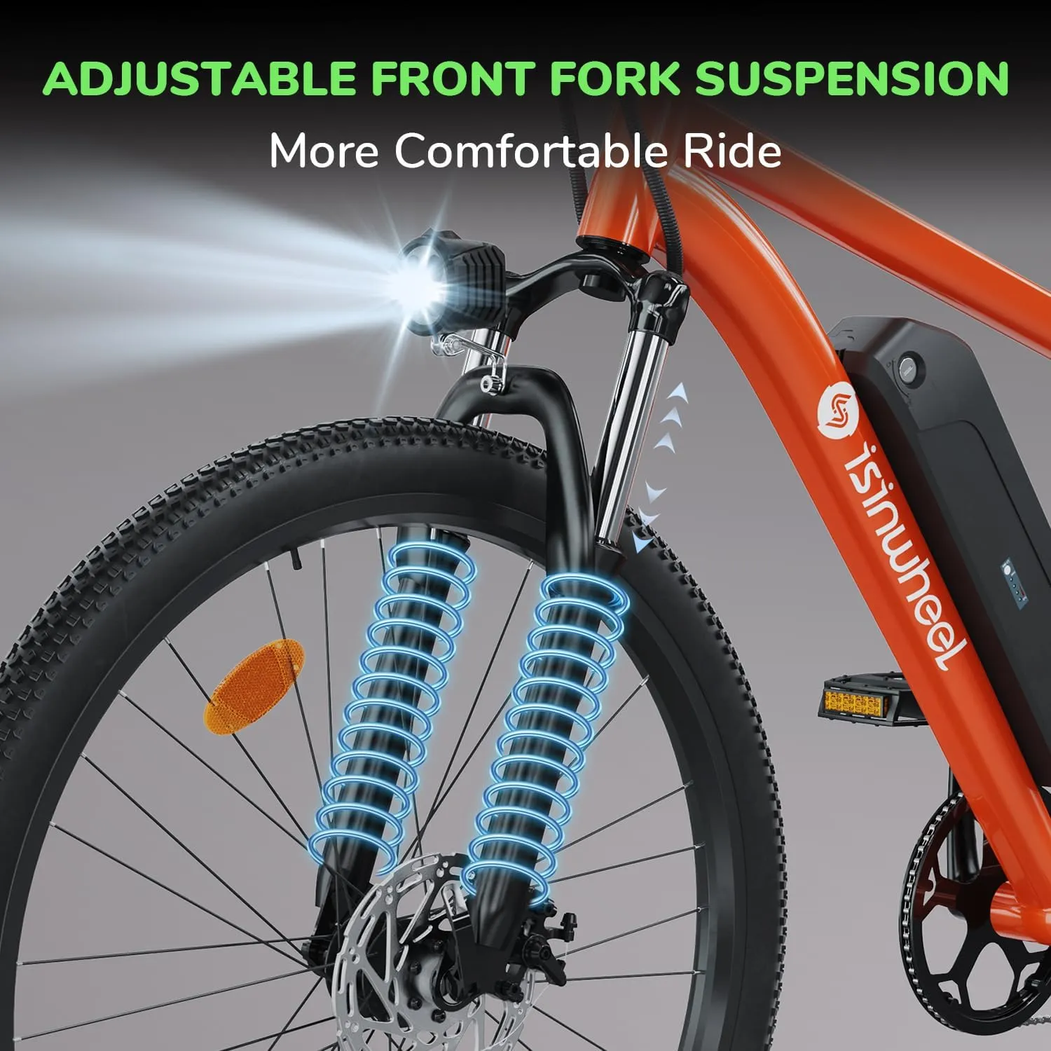isinwheel M10 Electric Bike Adult 500W, 26" Commuting Electric Mountain Bike 20MPH Max Range 55  Miles, Removable Battery, Professional 35-Speed, Front Fork Suspension Lightweight Electric Bicycle