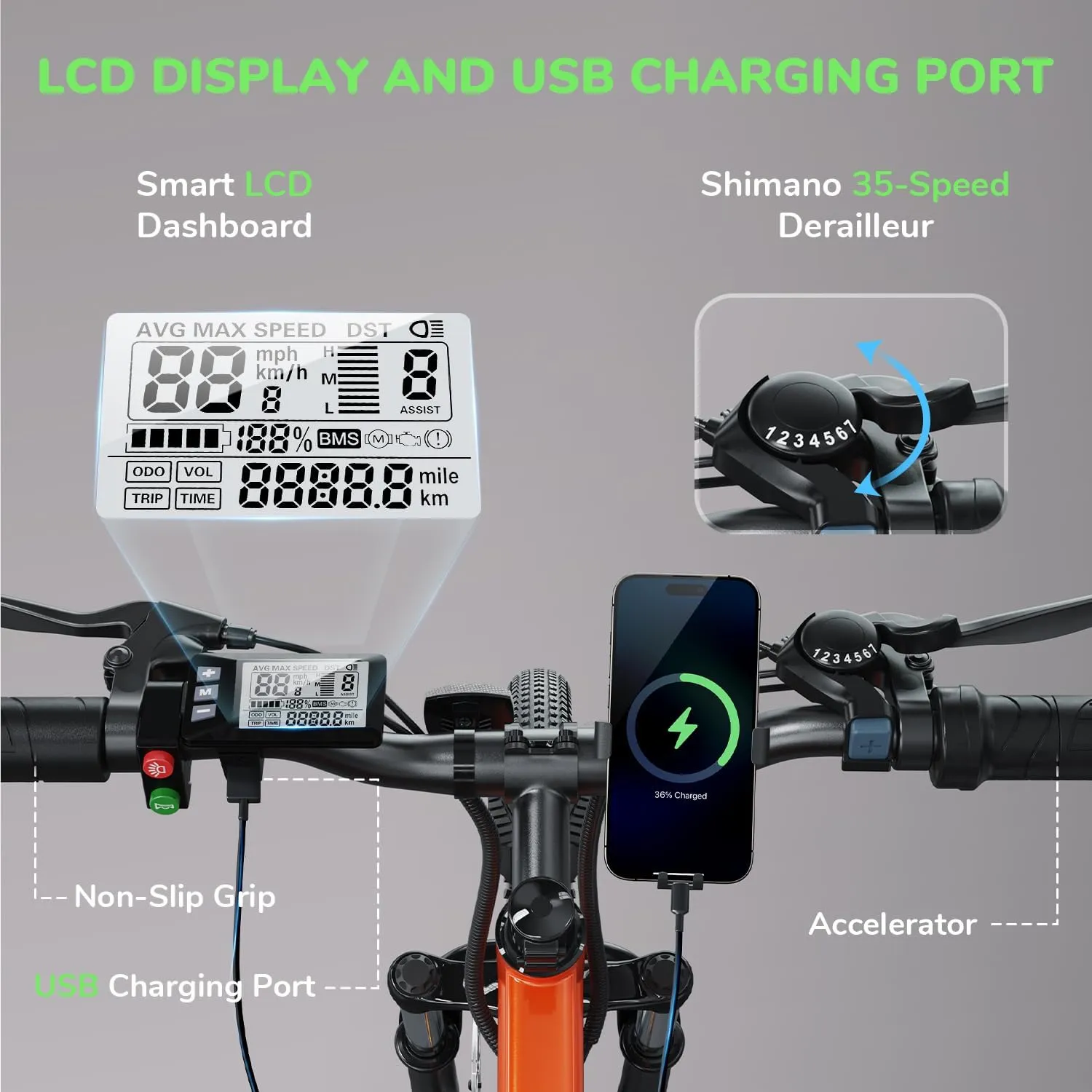 isinwheel M10 Electric Bike Adult 500W, 26" Commuting Electric Mountain Bike 20MPH Max Range 55  Miles, Removable Battery, Professional 35-Speed, Front Fork Suspension Lightweight Electric Bicycle
