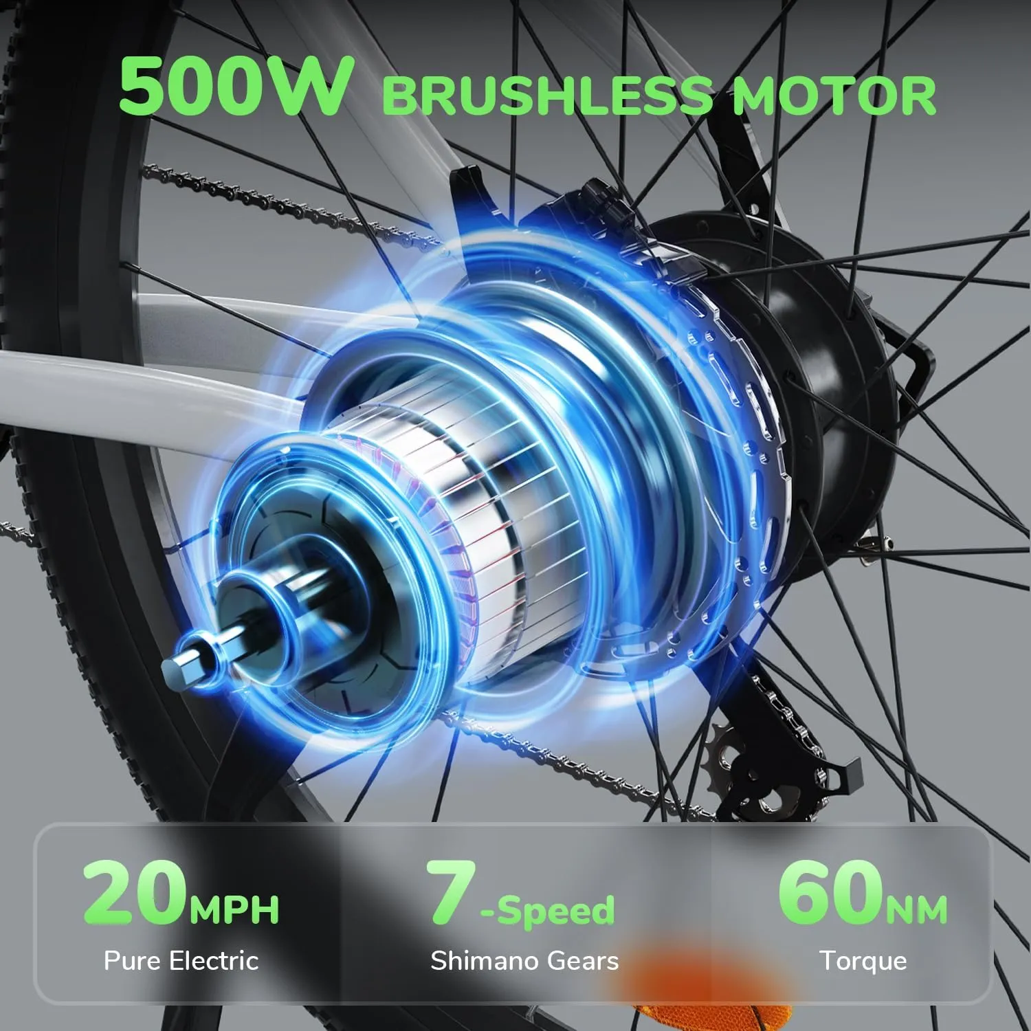 isinwheel M10 Electric Bike Adult 500W, 26" Commuting Electric Mountain Bike 20MPH Max Range 55  Miles, Removable Battery, Professional 35-Speed, Front Fork Suspension Lightweight Electric Bicycle