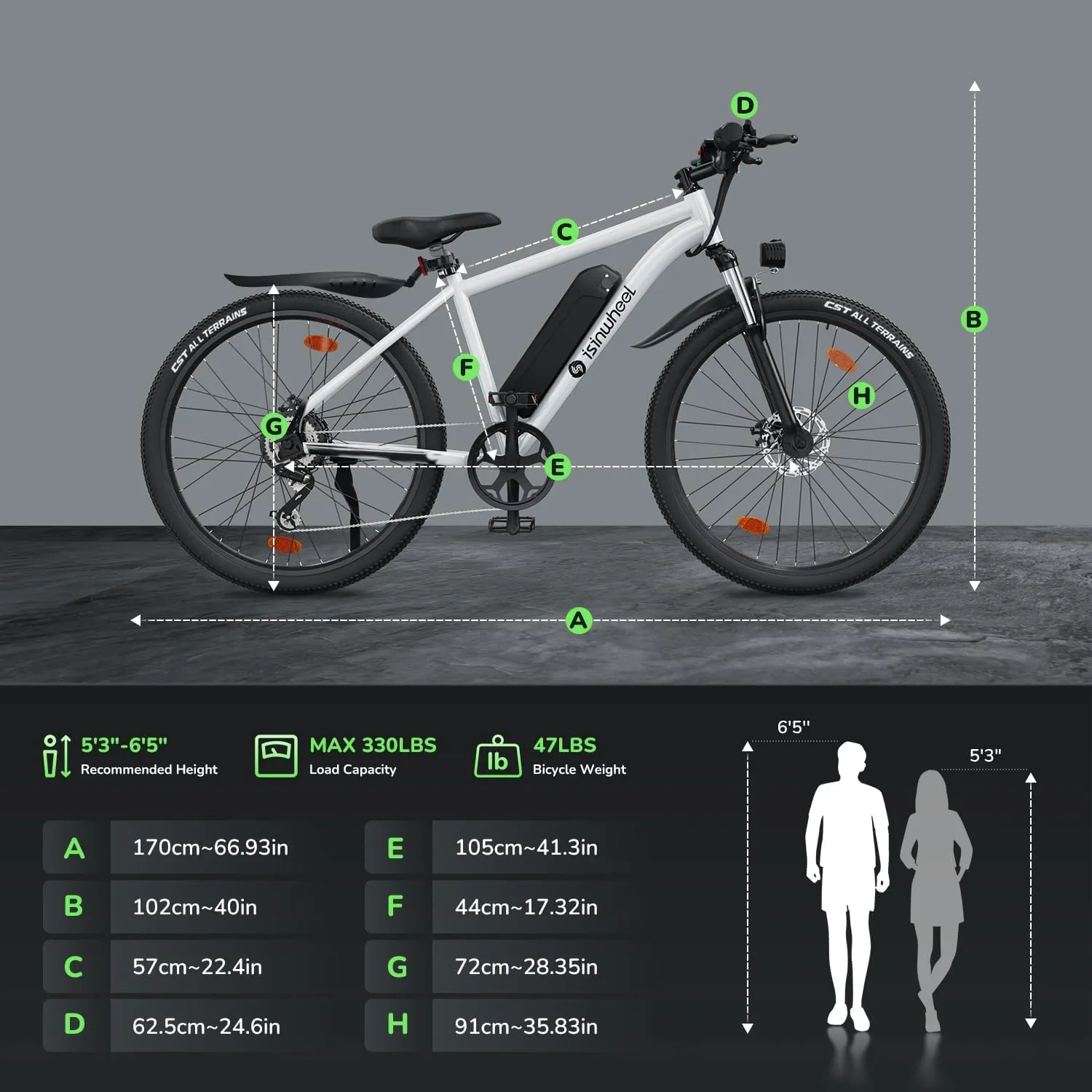 isinwheel M10 Electric Bike Adult 500W, 26" Commuting Electric Mountain Bike 20MPH Max Range 55  Miles, Removable Battery, Professional 35-Speed, Front Fork Suspension Lightweight Electric Bicycle