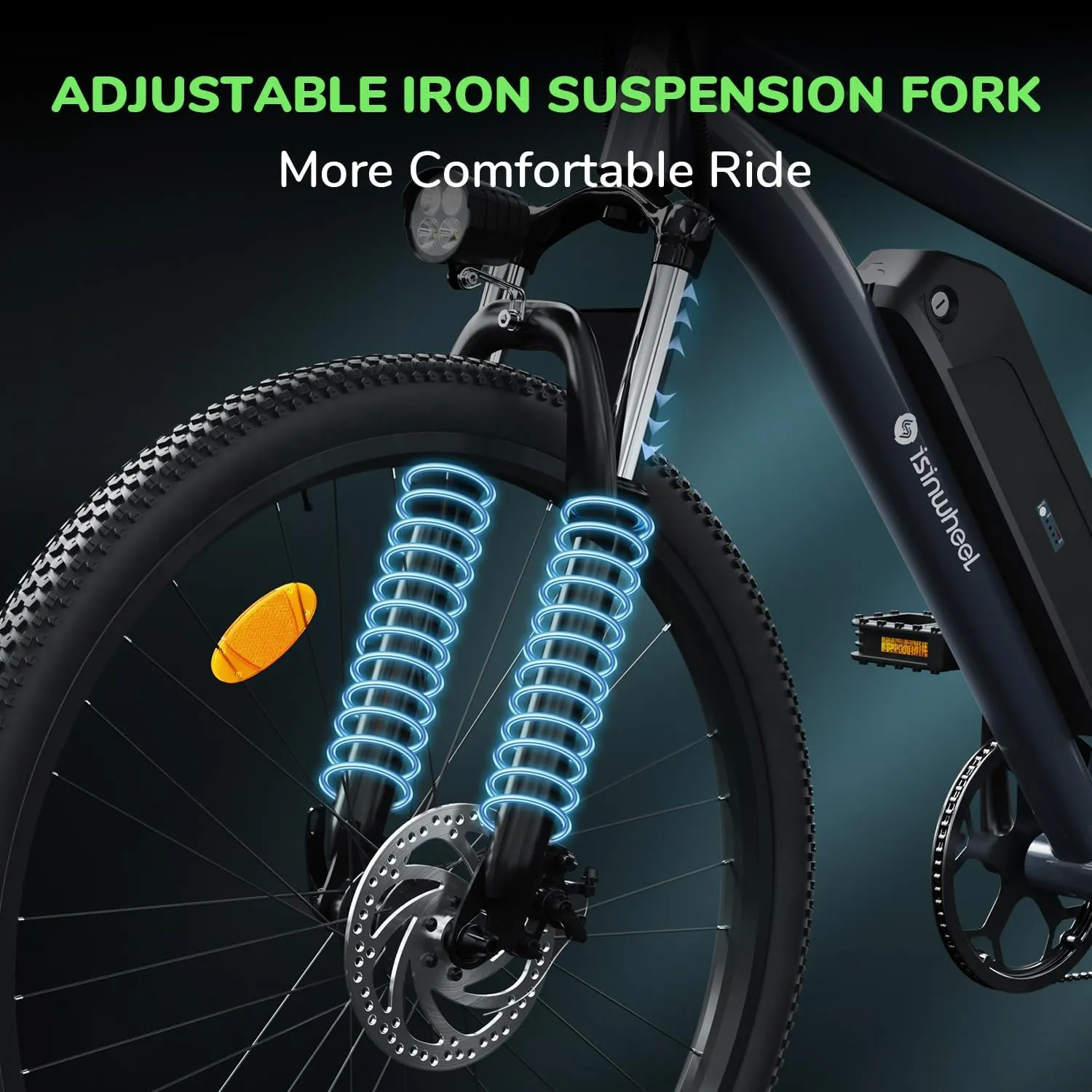 isinwheel M10 Electric Bike Adult 500W, 26" Commuting Electric Mountain Bike 20MPH Max Range 55  Miles, Removable Battery, Professional 35-Speed, Front Fork Suspension Lightweight Electric Bicycle