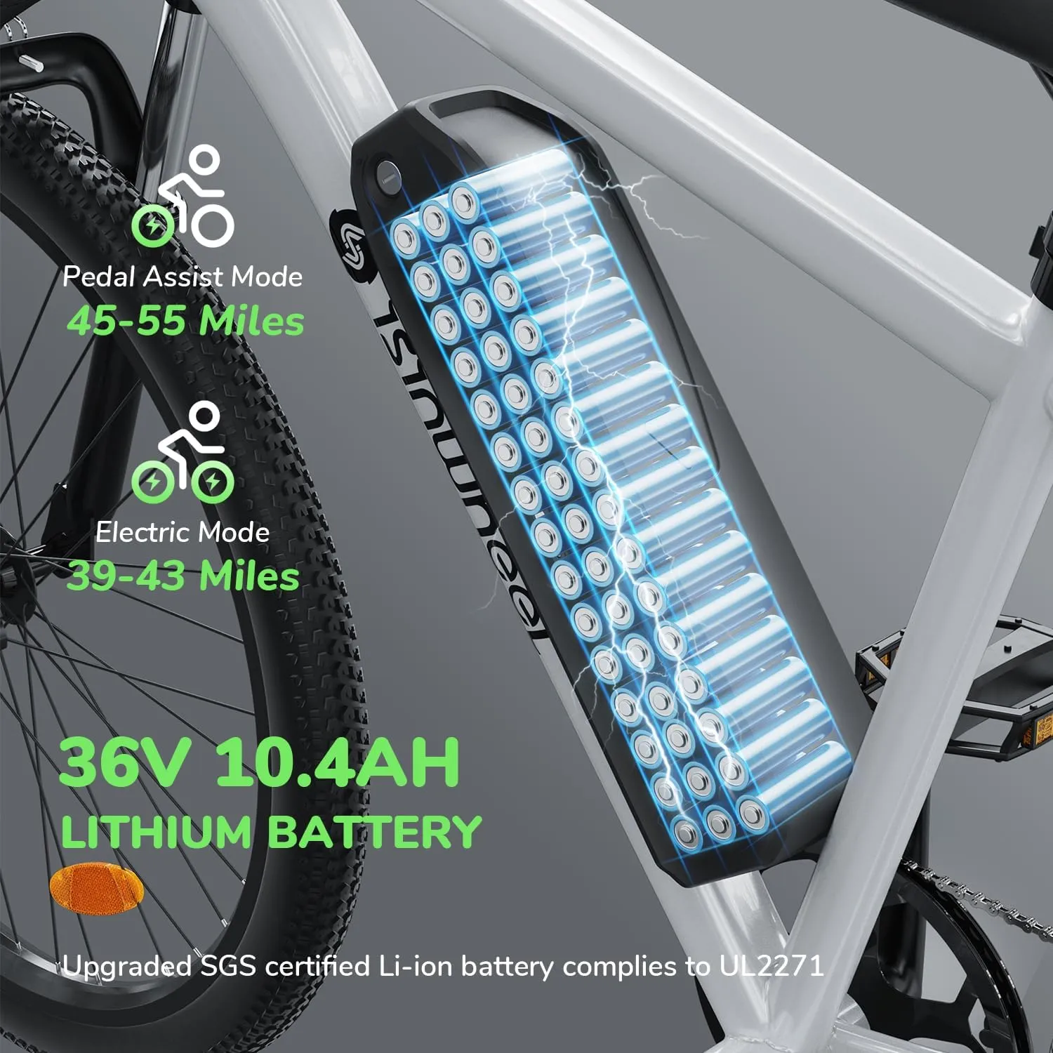 isinwheel M10 Electric Bike Adult 500W, 26" Commuting Electric Mountain Bike 20MPH Max Range 55  Miles, Removable Battery, Professional 35-Speed, Front Fork Suspension Lightweight Electric Bicycle