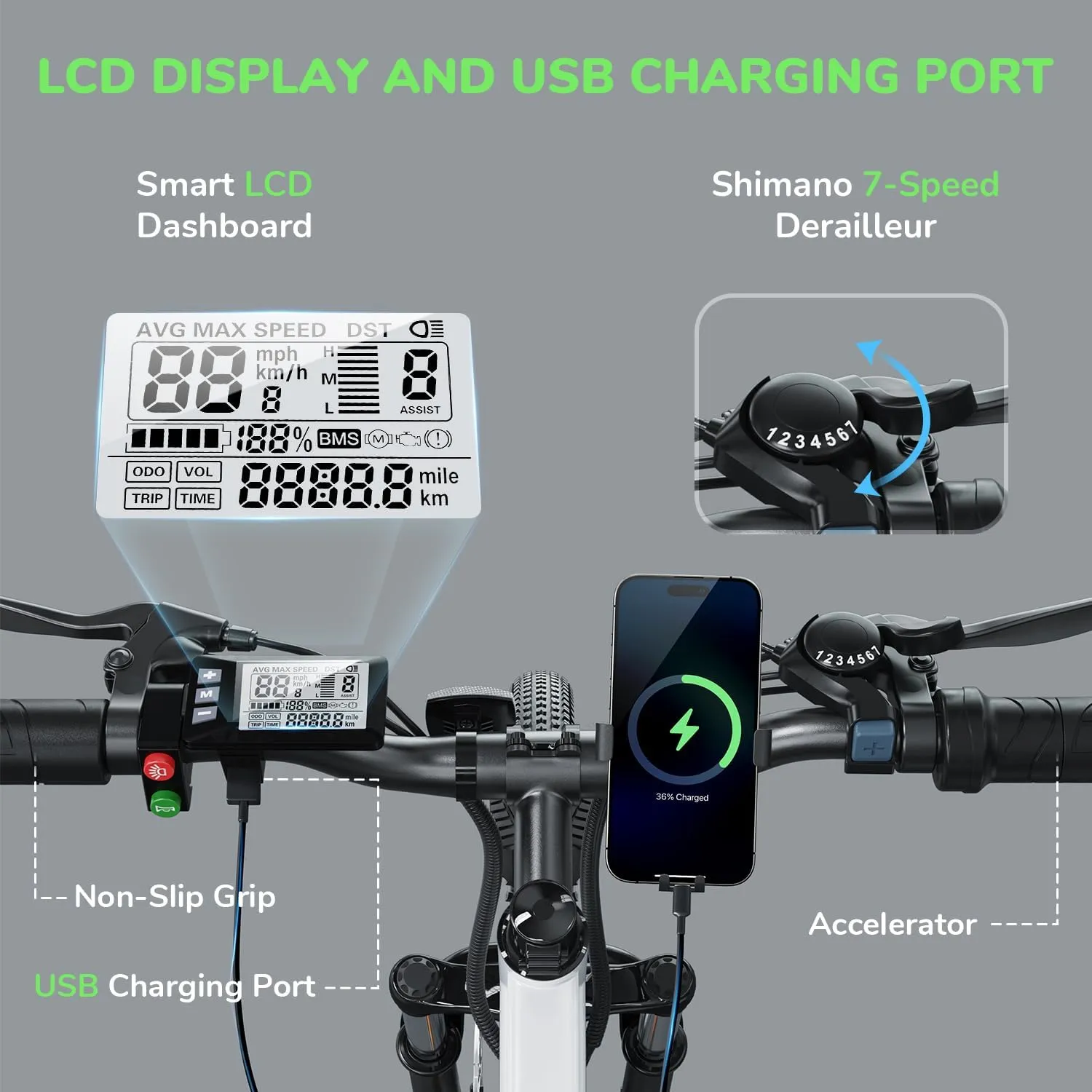 isinwheel M10 Electric Bike Adult 500W, 26" Commuting Electric Mountain Bike 20MPH Max Range 55  Miles, Removable Battery, Professional 35-Speed, Front Fork Suspension Lightweight Electric Bicycle