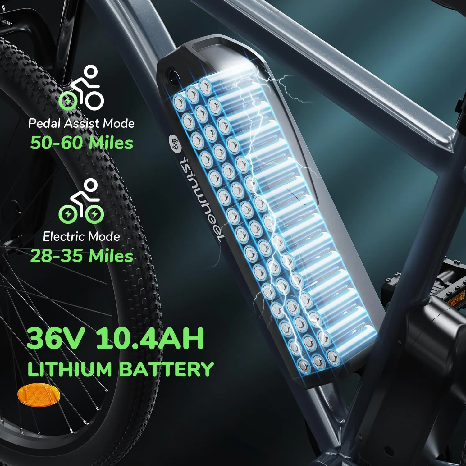isinwheel M10 Electric Bike Adult 500W, 26" Commuting Electric Mountain Bike 20MPH Max Range 55  Miles, Removable Battery, Professional 35-Speed, Front Fork Suspension Lightweight Electric Bicycle