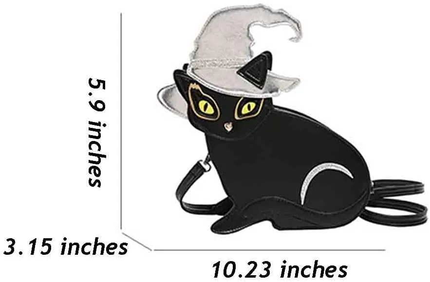 Japanese Cartoon Persian Shoulder Bag, PU Leather Anime Magic Cat Crossbody Bag With Hat, Cute Animal Kitty Purse Satchel