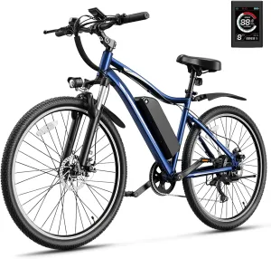 Jasion Electric Mountain Bike for Adults with 750W Peak Motor, 22MPH Max Speed Ebike with 480Wh Removable Battery, 40 Miles Range, 27.5" Tires Electric Mountain Bike, 7-Speed, Front Suspension