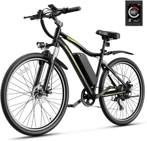 Jasion Electric Mountain Bike for Adults with 750W Peak Motor, 22MPH Max Speed Ebike with 480Wh Removable Battery, 40 Miles Range, 27.5" Tires Electric Mountain Bike, 7-Speed, Front Suspension