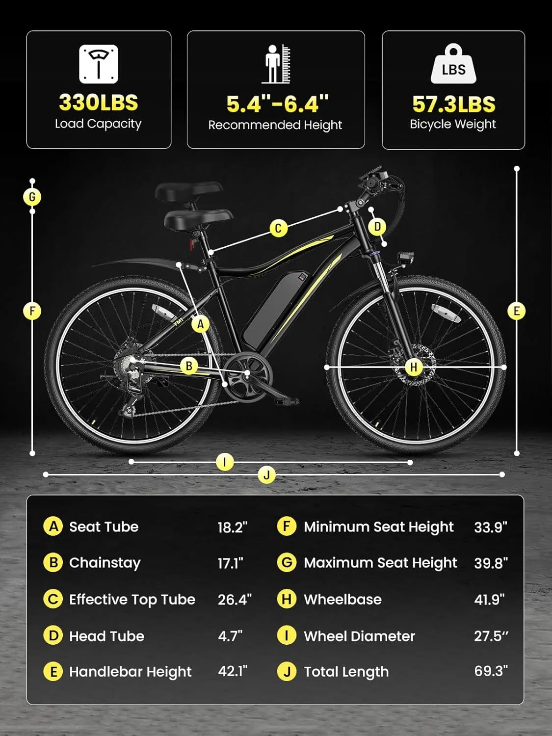 Jasion Electric Mountain Bike for Adults with 750W Peak Motor, 22MPH Max Speed Ebike with 480Wh Removable Battery, 40 Miles Range, 27.5" Tires Electric Mountain Bike, 7-Speed, Front Suspension