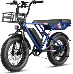 Jasion RetroVolt Electric Bike for Adults,【1500W Peak Motor & 30MPH & 70Miles】 Electric Dirt Bike,Dual Suspension Ebikes for Adults, 20" Fat Tire Ebike with 48V 13Ah Battery Electric Mountain Bike