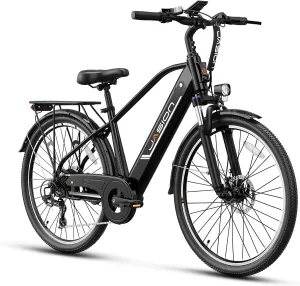 Jasion Roamer Electric Bike for Adults 1200W Peak Motor 528WH Removable Battery,up to 60miles 28MPH City Cruiser Ebike,26'' Commuter E Bike, 7-Speed Gears and Front Suspension Bicycles