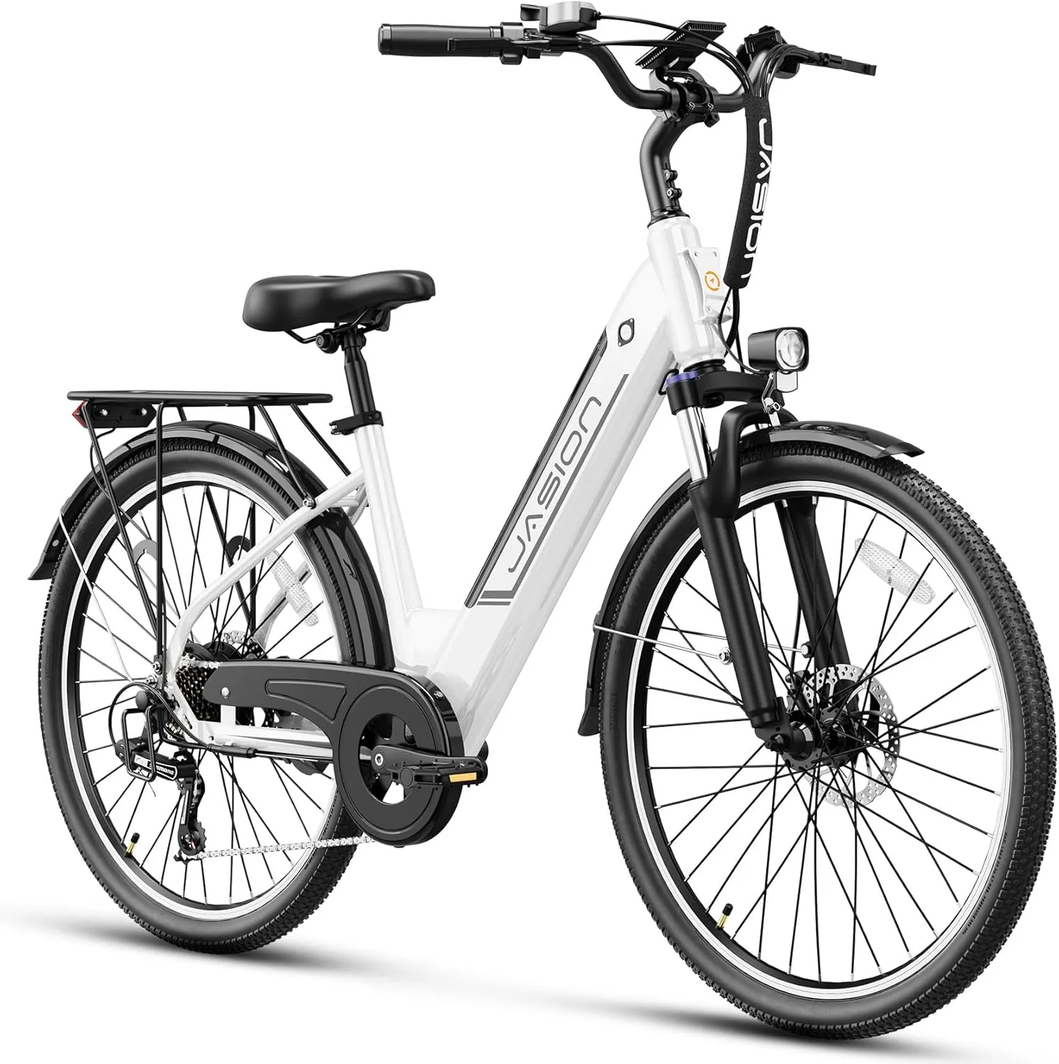 Jasion Roamer ST Electric Bike for Adults, 1200W Peak Motor Max 62miles & 28MPH City Cruiser Ebike,26'' Commuter Ebike, 528WH Removable Battery,7-Speed Electric Bicycles, Front Suspension Bicycles