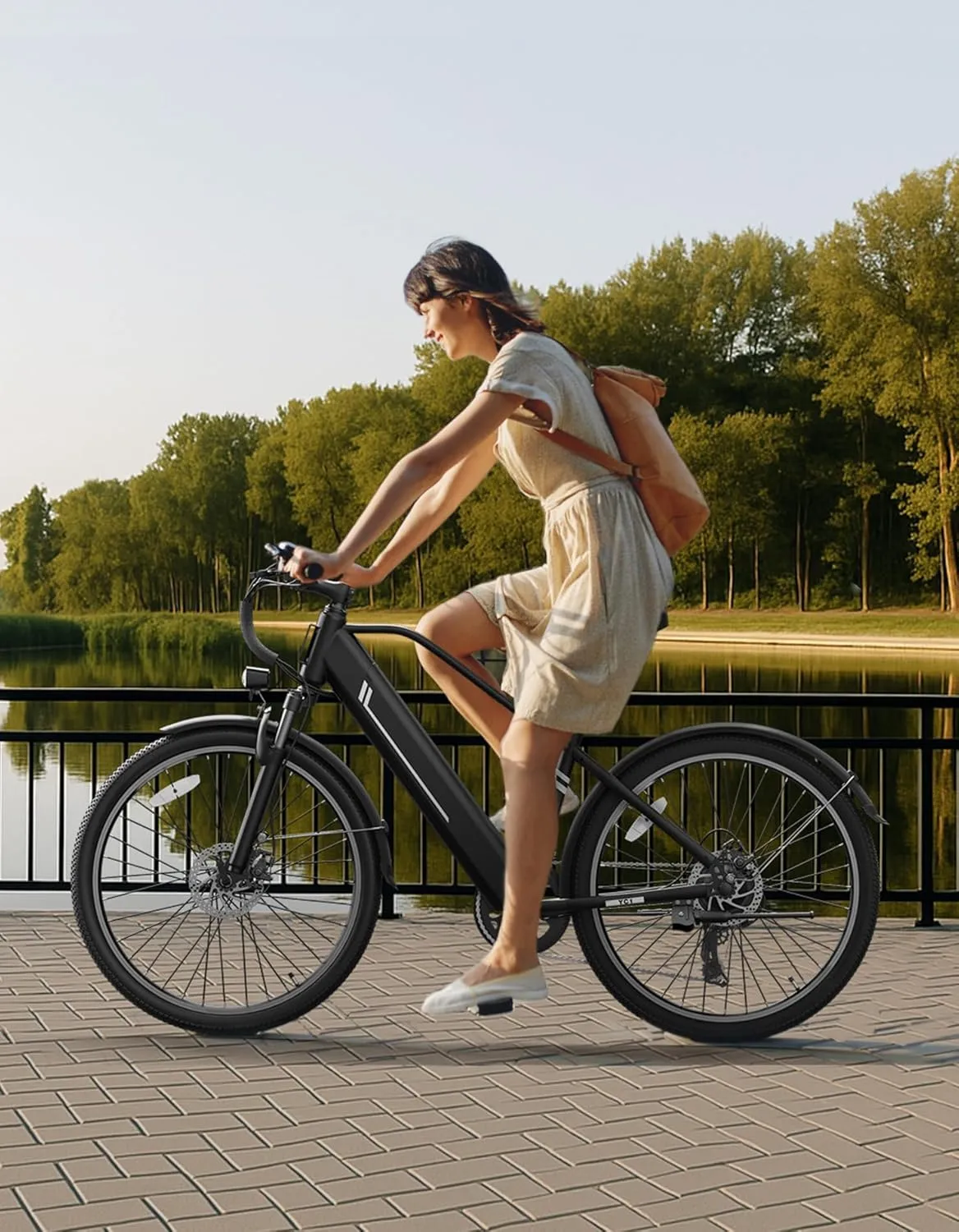 Jasion YC1/ST Electric Bike for Adults, Up to 23Mph, 750W Peak Motor Ebike, Range Up to 40Miles, 360WH Removable Battery, 26" E-Bike with 7 Speeds & Front Suspension for Commuting, Outdoor Leisure