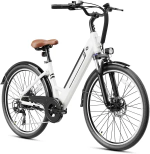 Jasion YC1/ST Electric Bike for Adults, Up to 23Mph, 750W Peak Motor Ebike, Range Up to 40Miles, 360WH Removable Battery, 26" E-Bike with 7 Speeds & Front Suspension for Commuting, Outdoor Leisure