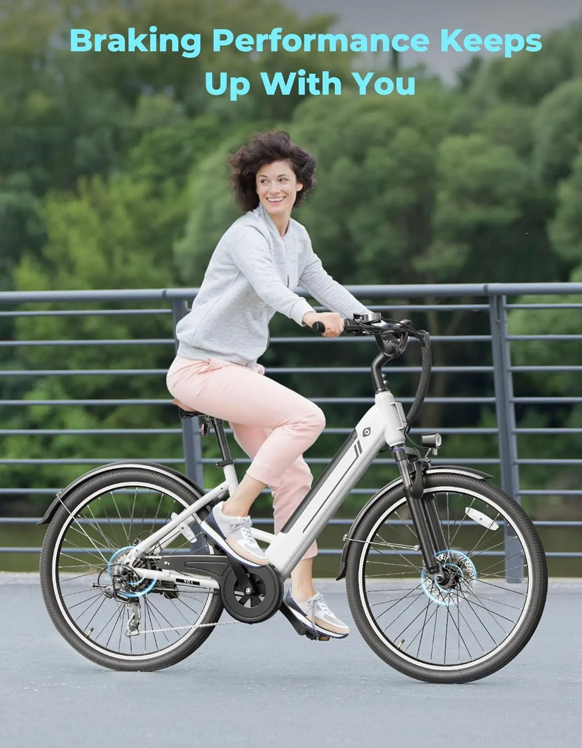 Jasion YC1/ST Electric Bike for Adults, Up to 23Mph, 750W Peak Motor Ebike, Range Up to 40Miles, 360WH Removable Battery, 26" E-Bike with 7 Speeds & Front Suspension for Commuting, Outdoor Leisure