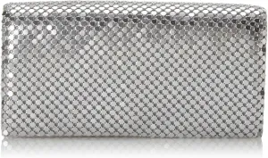 Jessica McClintock Metal Mesh Roll Evening Bag Clutch Purse (4.5" x 7.5" x 2", Shoulder Chain Included)