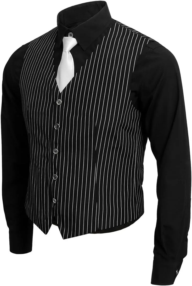 Jila mens 1920s Adult Men's Gangster Shirt, Vest and Tie Costume Accessories Set Roaring 20s Fancy Dress Up Outfit Suit