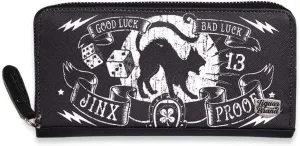 Jinx Proof Women's Zip Around Clutch Wallet Black Cat Goth Gothic Rockabilly, Size: 8" x 4" x 1"