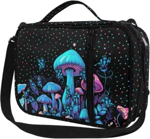Jiquruby Boho Mushroom Bible Case for Women Church Bag with Shoulder Strap and Handle Book Cover Bible Carrying Accessories Gift for Christian