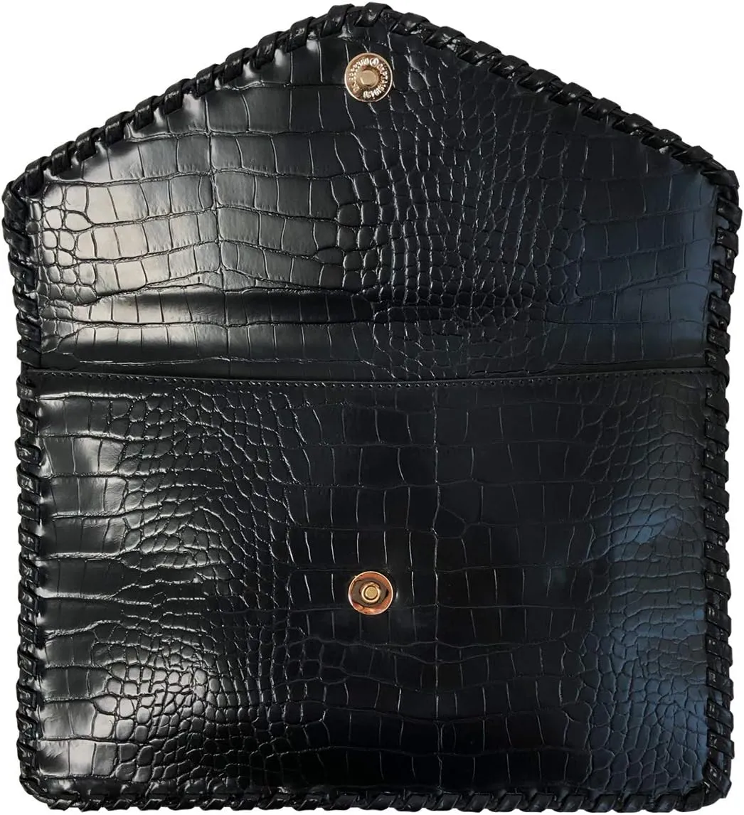 JNB Flat Crocodile Pattern Envelope clutch
