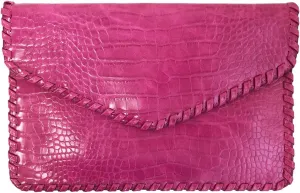 JNB Flat Crocodile Pattern Envelope clutch