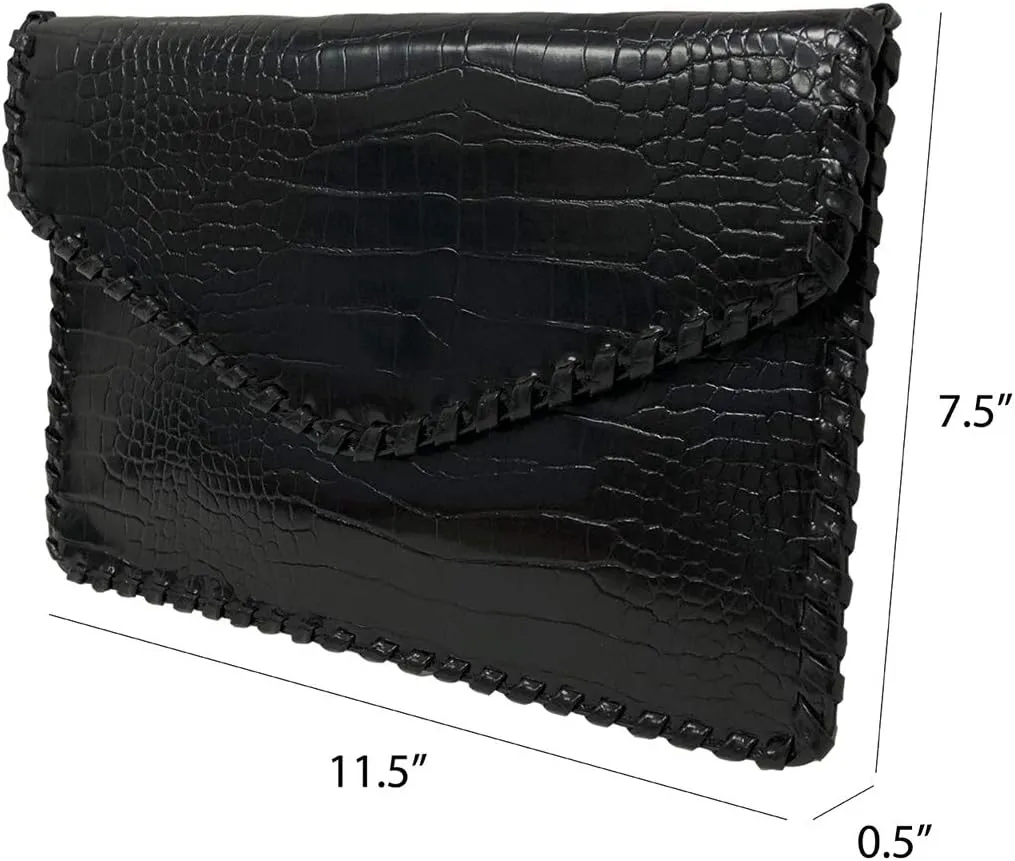 JNB Flat Crocodile Pattern Envelope clutch