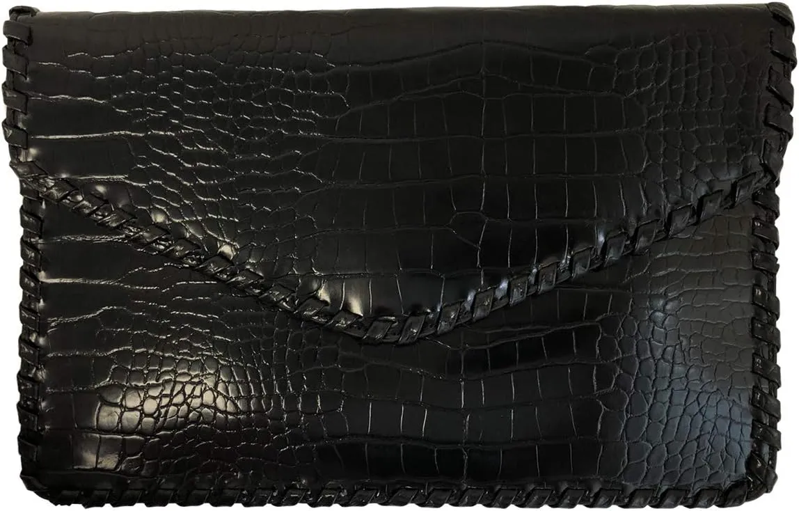 JNB Flat Crocodile Pattern Envelope clutch