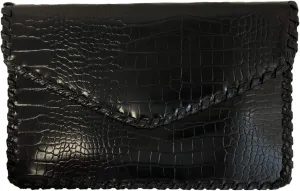 JNB Flat Crocodile Pattern Envelope clutch